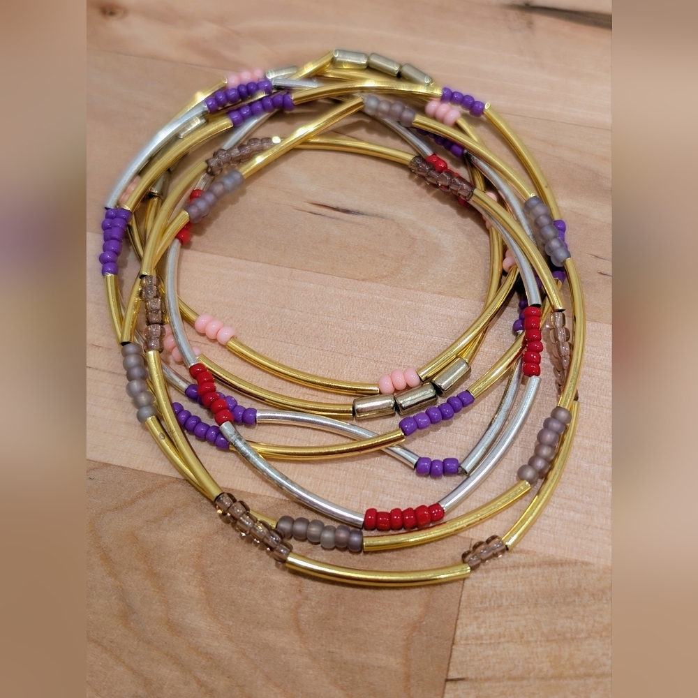 Valentine's Day Red, Purple And Pink  Bangle Stretch Bracelets